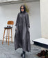 Glossy Gathered High Neck Dress